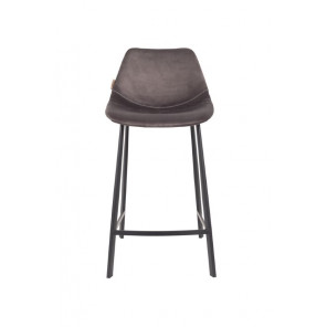 FRANKY 65 - Chaise de comptoir velours gris gris