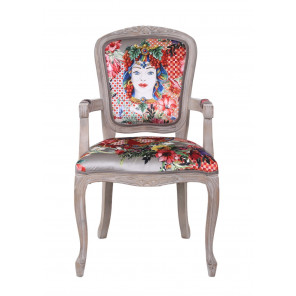 ESPERANZA - Sessel aus rotem Samt mit Barockmuster