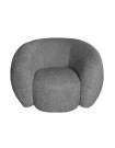 MOON - Rotating armchair in grey bouclé fabric