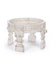 AMAYA - Tavolino rotondo in legno bianco invecchiato D 81
