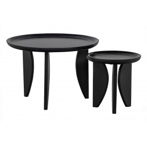 HIGH HEELS - Set de 2 tables basse rondes en bois noir