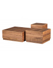 PIM - Set de 3 tables basses carrées en bois finition noyer