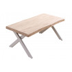 KAMILA - Tavolino rialzato in legno e acciaio bianco L120
