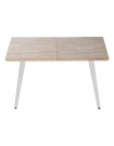 ROBLE - Mesa de comedor extensible para 8 en madera y acero blanco L 140