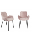 BRIT - Lote de 2 sillas de comedor de terciopelo rosa