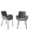 BRIT - Set of 2 grey velvet dining chairs