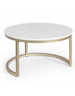 BUBBLE - Table ronde en acier et marbre blanc