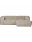 BEAN - 3-seater right corner sofa in cream fabric L 254