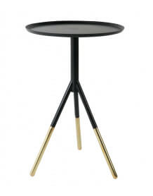 Small round table in black iron and brass