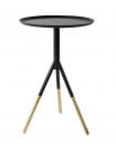 ELIA - Round side table in black iron and brass