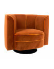 FLOWER - Art Deco orange velvet armchair