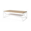 Table salon design chene-acier blanc